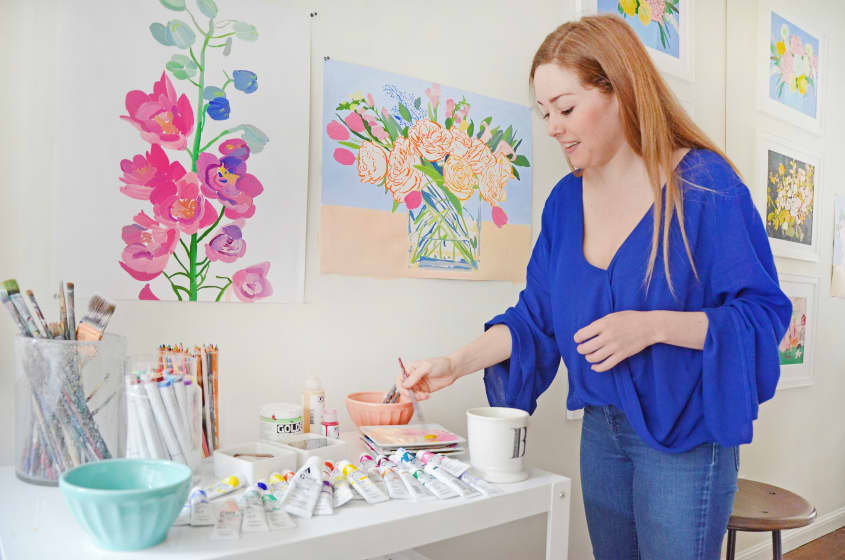 Artist Home Studio Tour Bright, Flower Design Photos Apartment Therapy